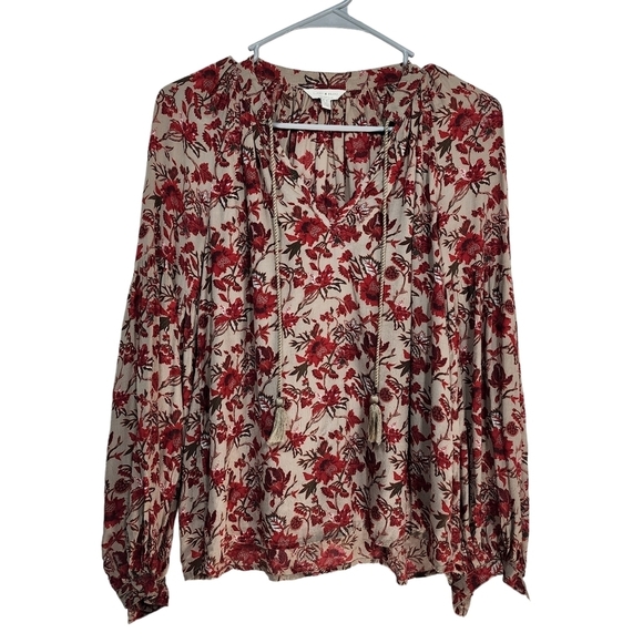 Lucky Brand Women's All-Over Floral Print Peasant Blouse - XS - Picture 1 of 4